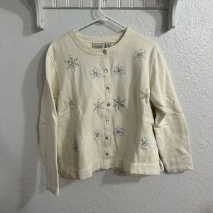 Embroidered snap sweater